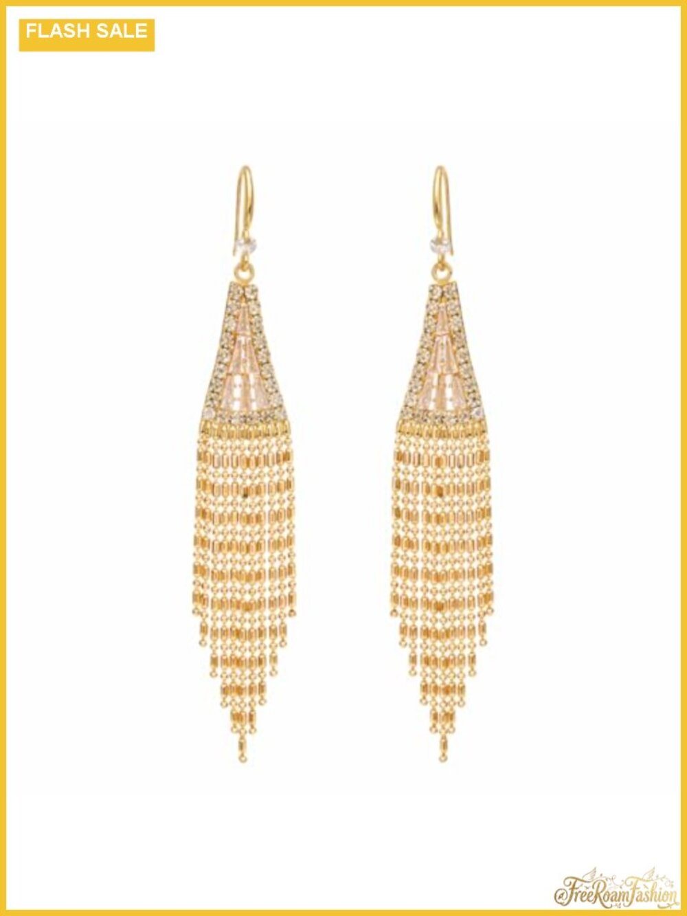 Gold Crystal Tassel Chandelier Earrings Lightweight Drop Women Wedding Party